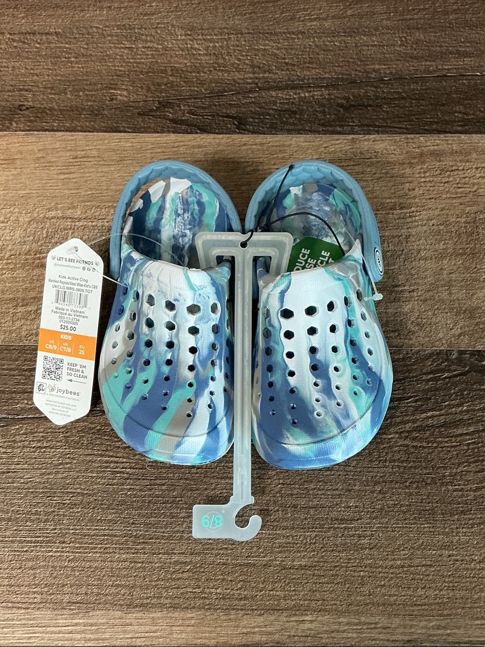 Joybees Kids' Marble-Pattern Blue & Teal Clog Sandals